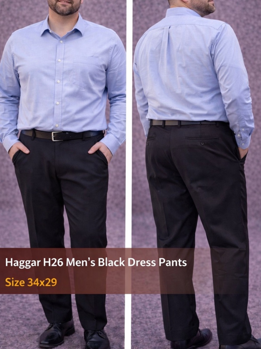 HAGGAR H26 Men's Black Dress Pants size 34x29